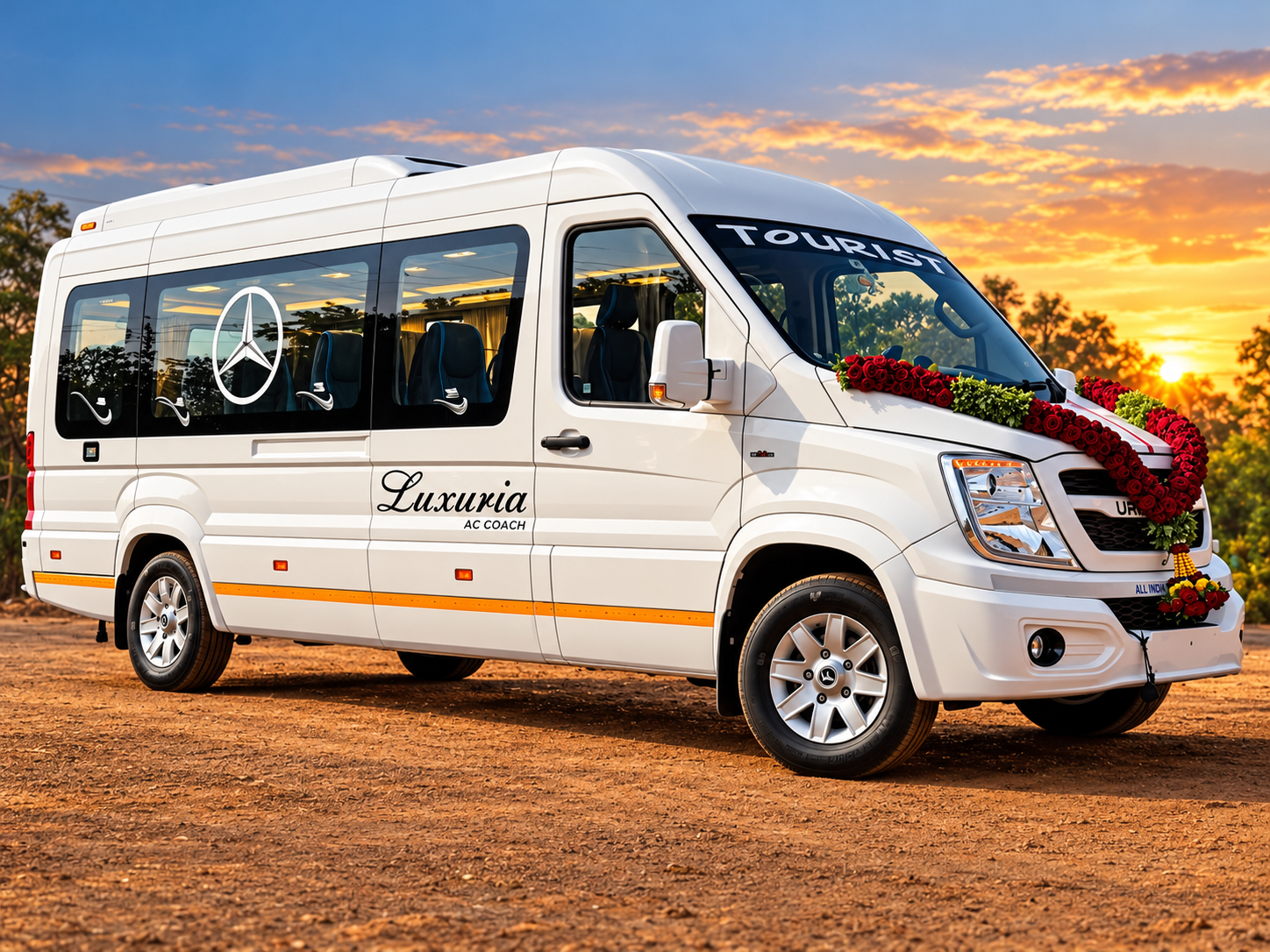 Force Urbania luxury van in white for corporate events in Hubli